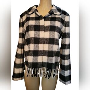 d.terrell Black Plaid cardigan blazer winter  Comfy Medium Punk Country